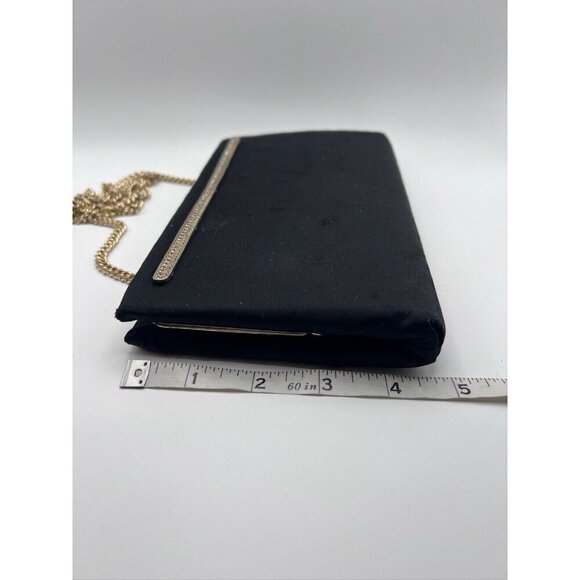Harry Levine HL Black Evening Bag Clutch Purse USA Gold Hardware Vintage - Picture 4 of 12